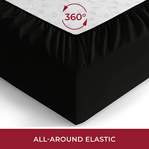 Mellanni Twin Fitted Sheet - Iconic Collection Bedding Sheets with up to 16 inch Deep Pocket - Soft & Cooling - Fade & Stain Resistant - 1 PC (Twin, Black) - Image 4