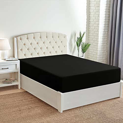 Mellanni Twin Fitted Sheet - Iconic Collection Bedding Sheets with up to 16 inch Deep Pocket - Soft & Cooling - Fade & Stain Resistant - 1 PC (Twin, Black) - Image 3