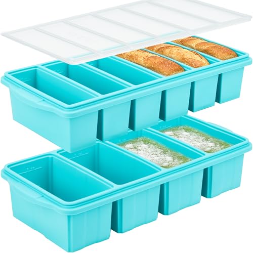 Xomoo Silicone Freezer Tray With LidSoup Freezer Container moldsLarge Ice Cube Tray Set Makes 1Cup 12Cup portions cubes Perfect for preparing meals in different portion sizes Oven Dishwasher Safe - Image 1