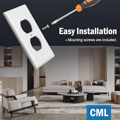 CML Hardware CML Jumbo Duplex Outlet Covers, 20 Pack Oversized Electrical Outlet Wall Plate, 1-Gang Switch Plates, Dual Receptacle Faceplate, Over-Size 3.5” x 5.5”, Impact Resistant, Gloss White, ETL Listed - Image 5