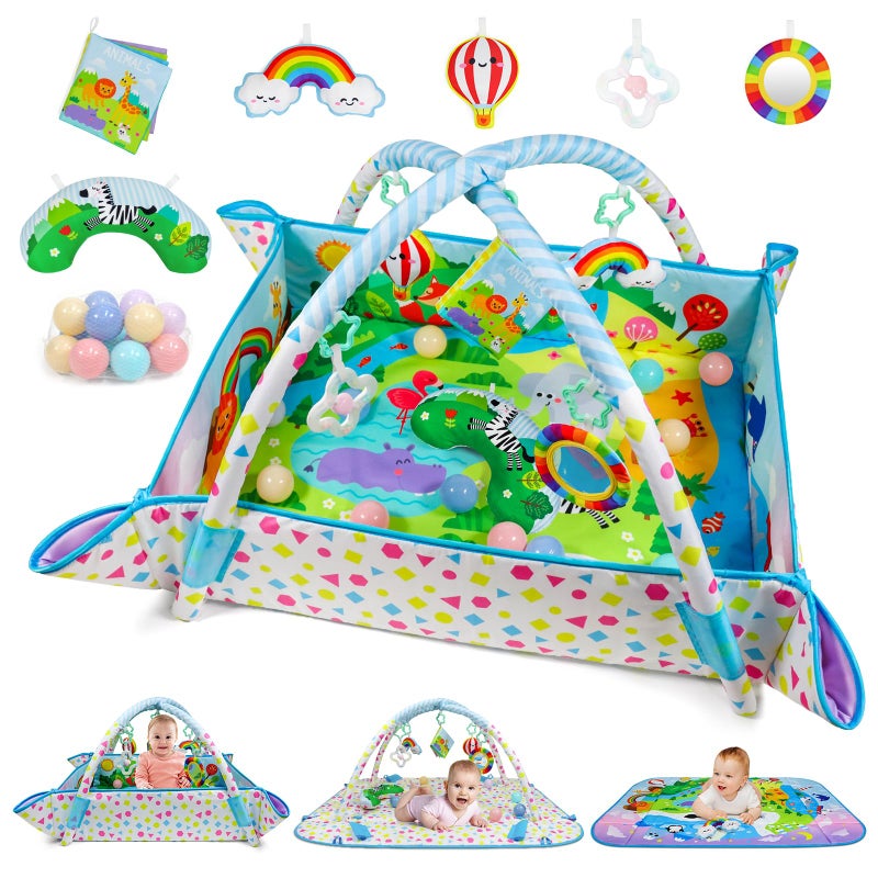 Dr.Rapeti DrRapeti Baby Play Gym Mat Animal Planet with Ball Pit Activity Gym Center Tummy Time Mat Thickened Mat Sensory Exploration Motor Skill Development for Newborn Infant Baby Toddler for 0 - Image 3