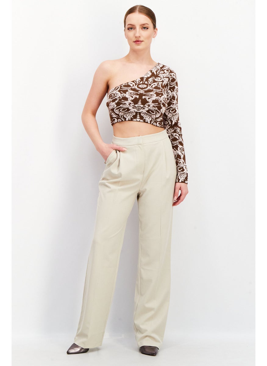 Women Asymmetrical Neck One Shoulder Crop Top, Brown - pzsku/Z33B02912E783E98DB686Z/45/_/1740493257/ee2f14d9-593e-47db-a81e-873a83a179b1