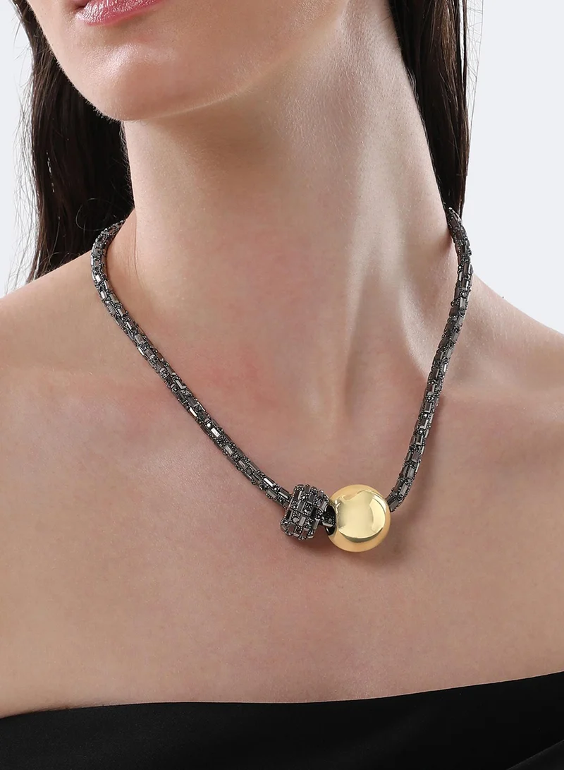 SOHI Mirror Stones Studded Minimal Collar Artificial Necklace Jewellery