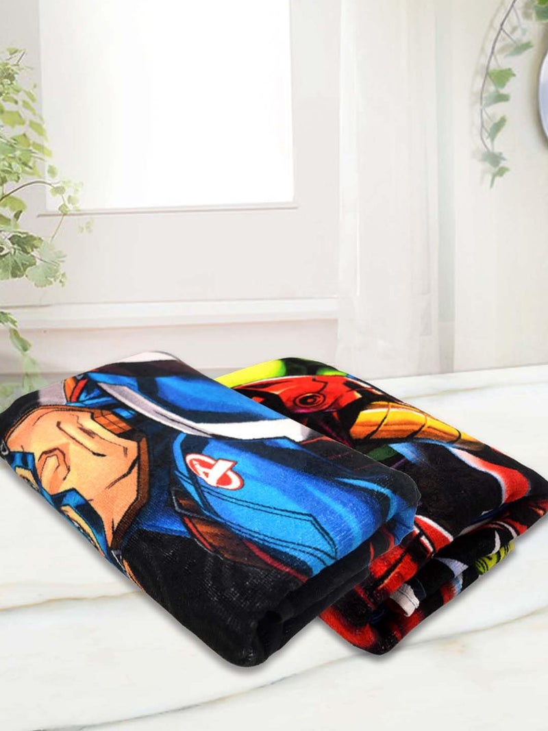 Athom Living Marvels Captain America and Avengers Themed Kids Bath Towel, 60x120cm, 350 GSM, Soft & Absorbent, Multicolor, Perfect for Boys and Girls, Fun & Vibrant Design, Pack of 2 - Image 2