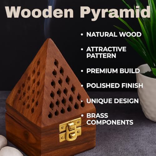 Bless International Bless-International Traditional-Handmade-Burner Wooden-Incense-Stick-Holder Ash-Catcher-Stand for-Aromatherapy-Meditation-Yoga (5 Inch Temple Wooden Charcoal/Cone) - Image 5