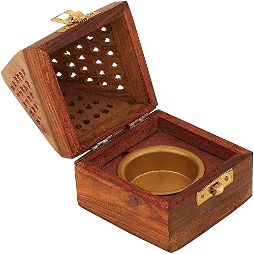 Bless International Bless-International Traditional-Handmade-Burner Wooden-Incense-Stick-Holder Ash-Catcher-Stand for-Aromatherapy-Meditation-Yoga (5 Inch Temple Wooden Charcoal/Cone) - Image 2