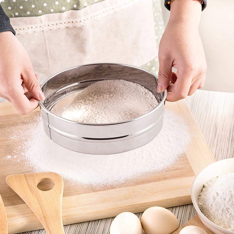 VISMII Stainless Steel 4 in 1 Interchangeable Sieve Set of 5 Flour Chalni Spices Food Strainers Atta Chalni Jaali Channi Atta Maida Strainer - Image 3