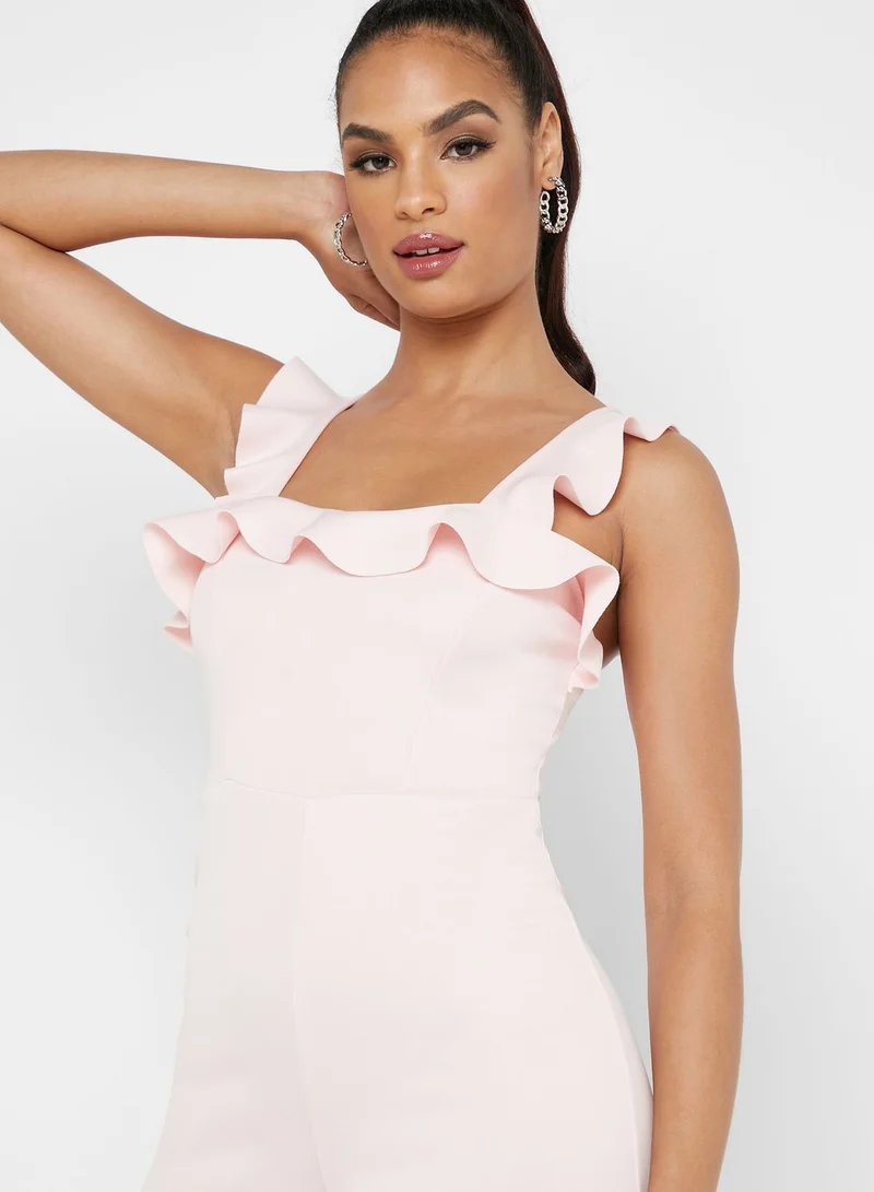 Missguided Ruffle Detail Wide Leg Jumpsuit
