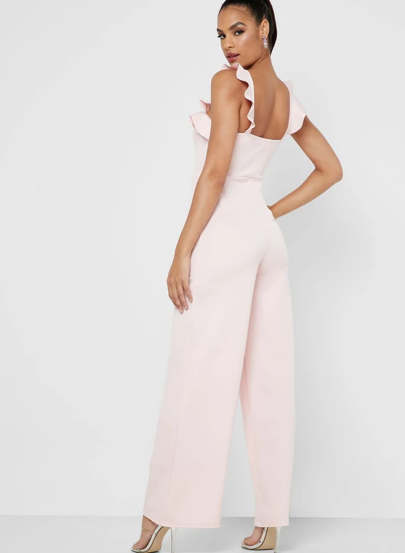 Missguided Ruffle Detail Wide Leg Jumpsuit