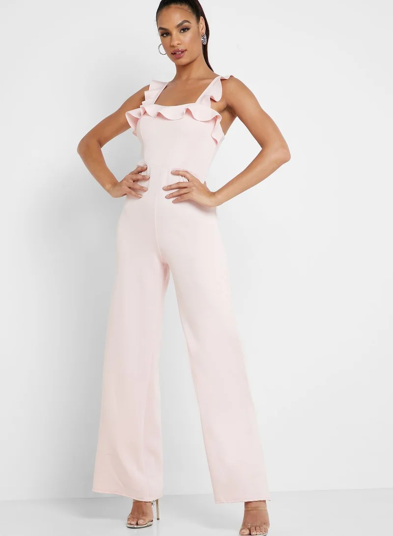Missguided Ruffle Detail Wide Leg Jumpsuit