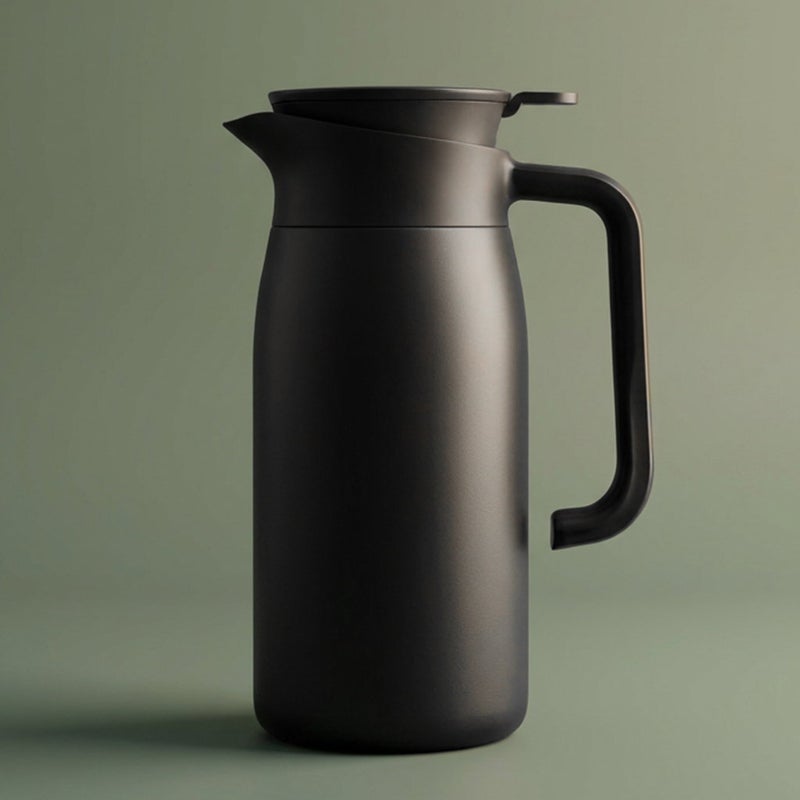 Alsaif Gallery Rana Al Saif Gallery Thermos, 1.10 Liter, Stainless Steel Inner Case, Stainless Steel Outer Body, Touch Screen - Black - Image 1