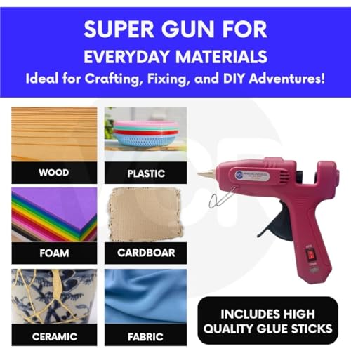 VCR 60/100W Light Weight Hot Melt Glue Gun for DIY with ON/Off Switch - 60/100 Watts - Thin Nozzle for Precise Glue Output - Easy To Use Red Glue Gun + 5 Transparent - 11mm Glue Sticks - VCR 60100 - Image 5