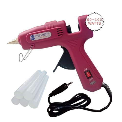 VCR 60/100W Light Weight Hot Melt Glue Gun for DIY with ON/Off Switch - 60/100 Watts - Thin Nozzle for Precise Glue Output - Easy To Use Red Glue Gun + 5 Transparent - 11mm Glue Sticks - VCR 60100 - Image 2