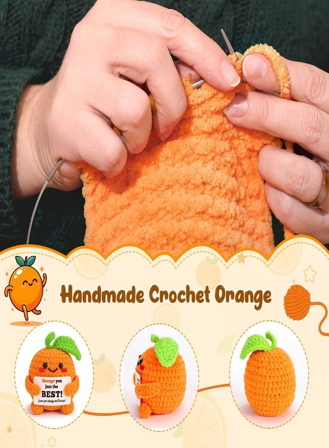 FEFAMM Mini Birthday Gifts for Women, Inspirational Handmade Crochet Orange for Best Friends Coworkers Sister Her Couples for Christmas Valentine’s Encouragement Support Cute Office Decor - Image 4