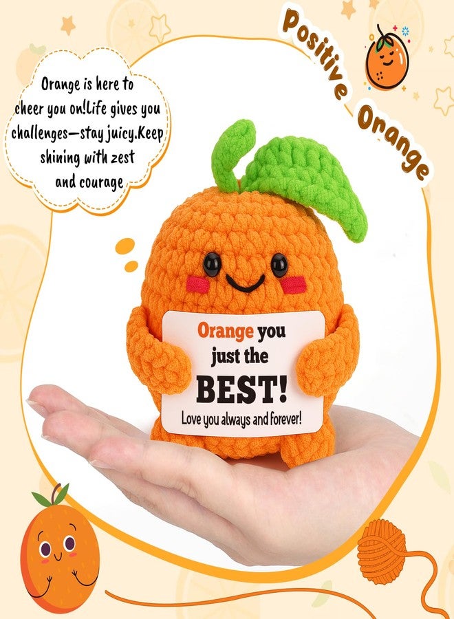 FEFAMM Mini Birthday Gifts for Women, Inspirational Handmade Crochet Orange for Best Friends Coworkers Sister Her Couples for Christmas Valentine’s Encouragement Support Cute Office Decor - Image 3