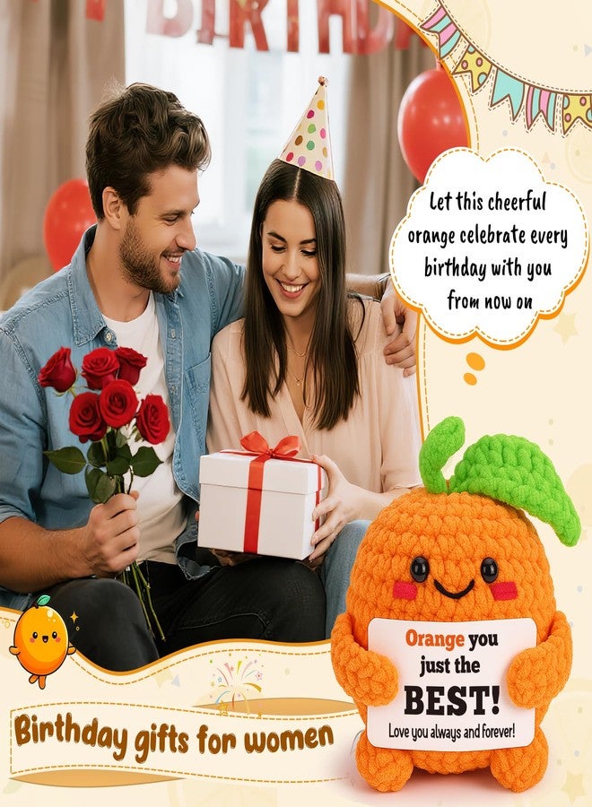 FEFAMM Mini Birthday Gifts for Women, Inspirational Handmade Crochet Orange for Best Friends Coworkers Sister Her Couples for Christmas Valentine’s Encouragement Support Cute Office Decor - Image 5