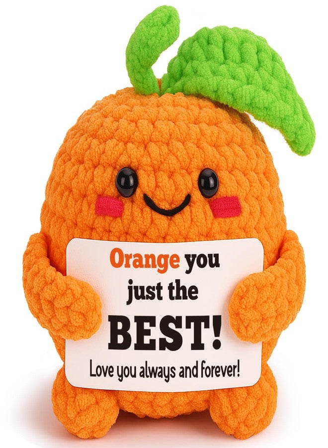 FEFAMM Mini Birthday Gifts for Women, Inspirational Handmade Crochet Orange for Best Friends Coworkers Sister Her Couples for Christmas Valentine’s Encouragement Support Cute Office Decor - Image 1