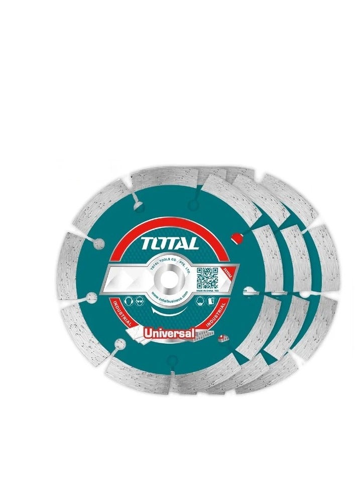 TOTAL Total 3 Pcs Dry Diamond Disc Set for Marble and Granite, 230mm (9") X 22.2mm, Blade Width 7mm - Concrete Cutting & Grinding Discs for Home and Professional Use, Packed in Color Box  - Image 3