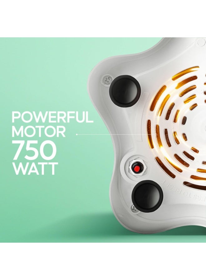 لونج واي Longway Super Dlx Juicer Mixer Grinder | Up to 750 Watt Powerful Motor | 4 Jars for Grinding, Mixing, Juicing | 2 Year Warranty | Blue & White - Image 4