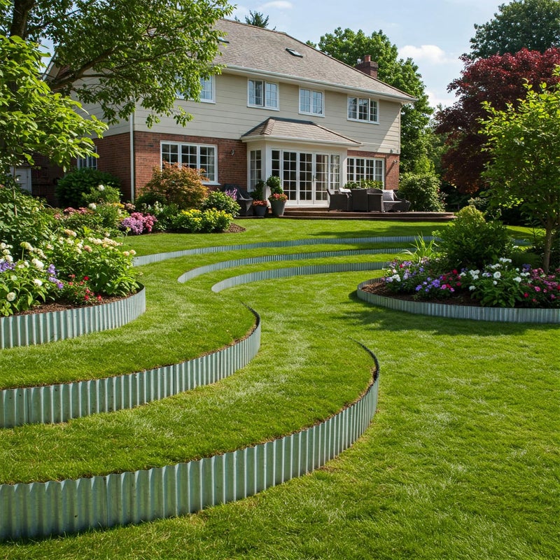 Worth Garden Wide-Corrugated Galvanized Steel Landscape Lawn Edging - 8" x 20' Flexible Sturdy Garden Long Strips of Metal Edging for Raised Flower Bed Tree Surrounds - Image 3