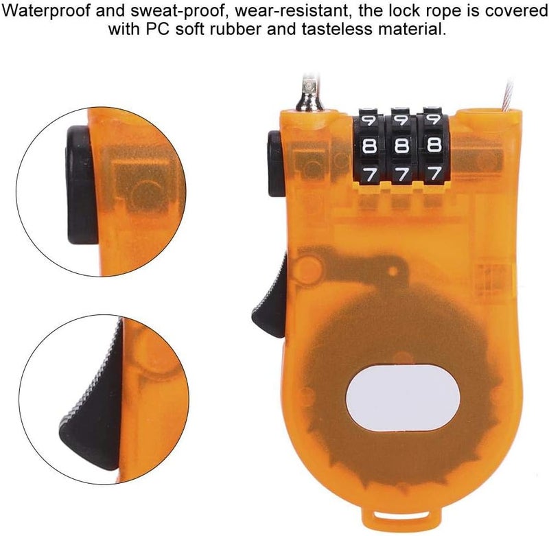 klarako Digit Password Steel Cable Padlock, Antirust Waterproof Retractable Keyless Password Anti-Theft Lock for Bicycle Luggage Backpack - Image 3