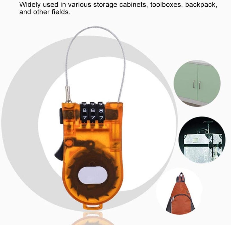 klarako Digit Password Steel Cable Padlock, Antirust Waterproof Retractable Keyless Password Anti-Theft Lock for Bicycle Luggage Backpack - Image 5