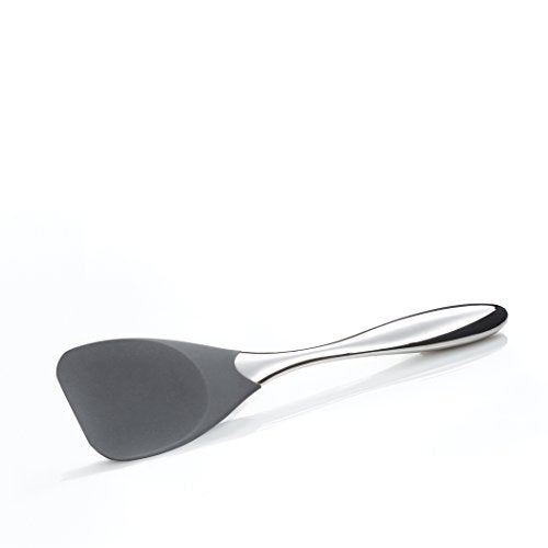 nambe Curvo Spoonula Spatula | 12 Inch Heat Resistant Kitchen Scraper for Baking and Cooking | Made of Stainless Steel and Silicone | Designed by Steve Cozzolino - Image 1