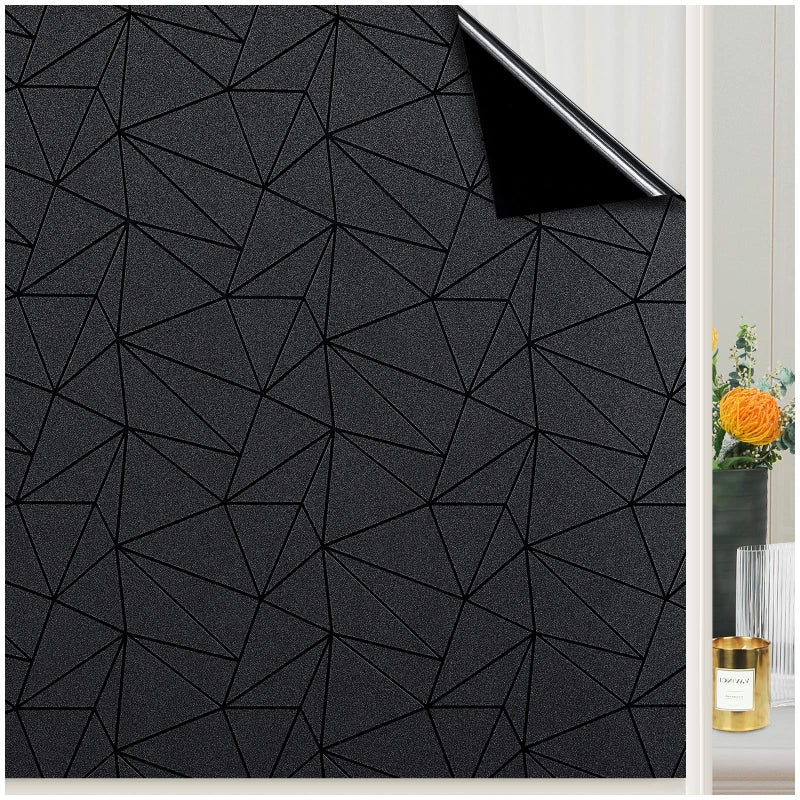 Coavas Blackout Window Privacy Film, Frosted Glass Static Cling, Decorative for Bathroom Door, UV Blocking Window Cling, Non-Adhesive Vinyl Sticker, Day and Night Windows Tint for Home,11.8x78.7 inch - Image 1
