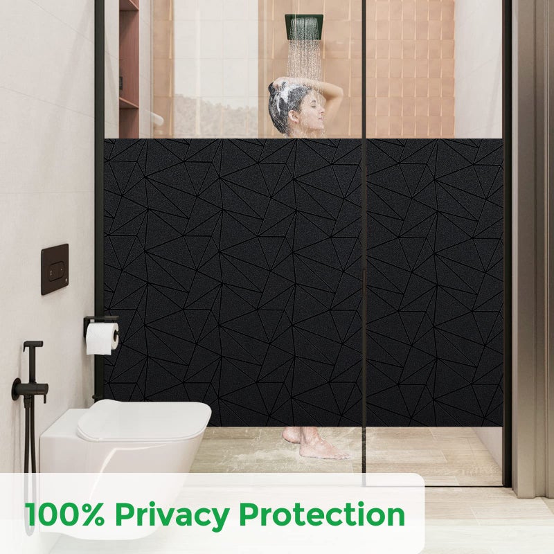Coavas Blackout Window Privacy Film, Frosted Glass Static Cling, Decorative for Bathroom Door, UV Blocking Window Cling, Non-Adhesive Vinyl Sticker, Day and Night Windows Tint for Home,11.8x78.7 inch - Image 2