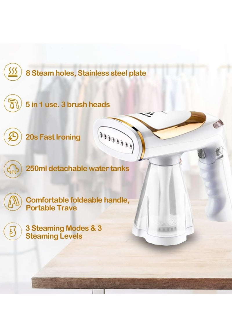 Generic Foldable Garment Steamer 1600W High-Power Handheld Steam Portable Foldable Travel Garment Steamer Three Speeds Adjustment Garment Steamers with Detachable 250ml Water Tank Fast Heat Up in 20s  - Image 4