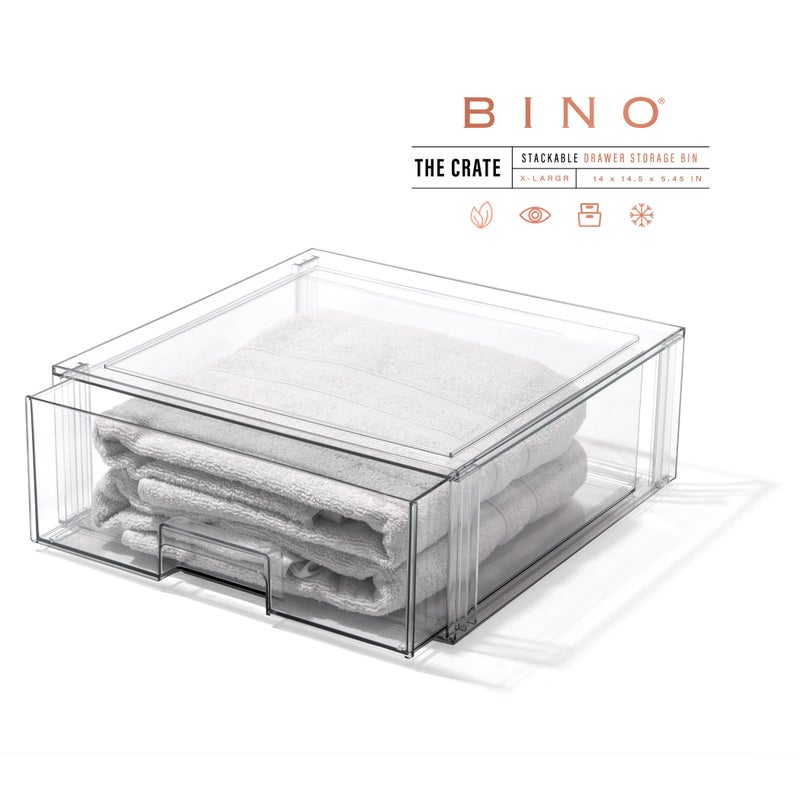 BINO | Stackable Storage Drawers, X-Large - Clear | THE CRATE COLLECTION | Storage Bins With Drawers | Bathroom Organizers | Under Sink Organizer | Vanity Cabinet Home Organization - Image 3