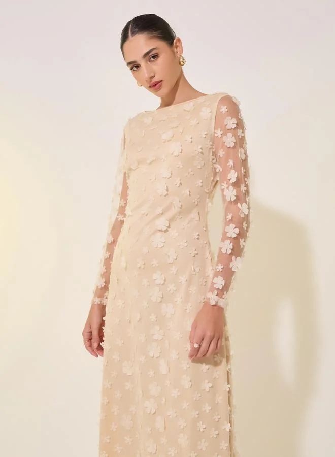 Take Two Embellished Boat Neck A-Line Maxi Dress