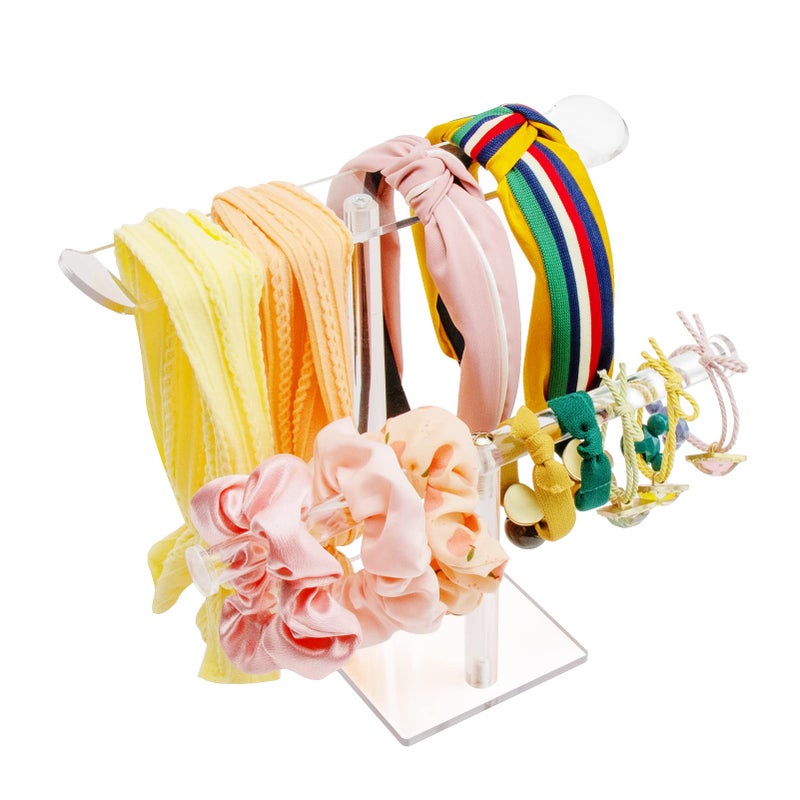 Bigfety Acrylic Headband Holder 2Tier Hair Accessories Organizer Clear Stand for Girls