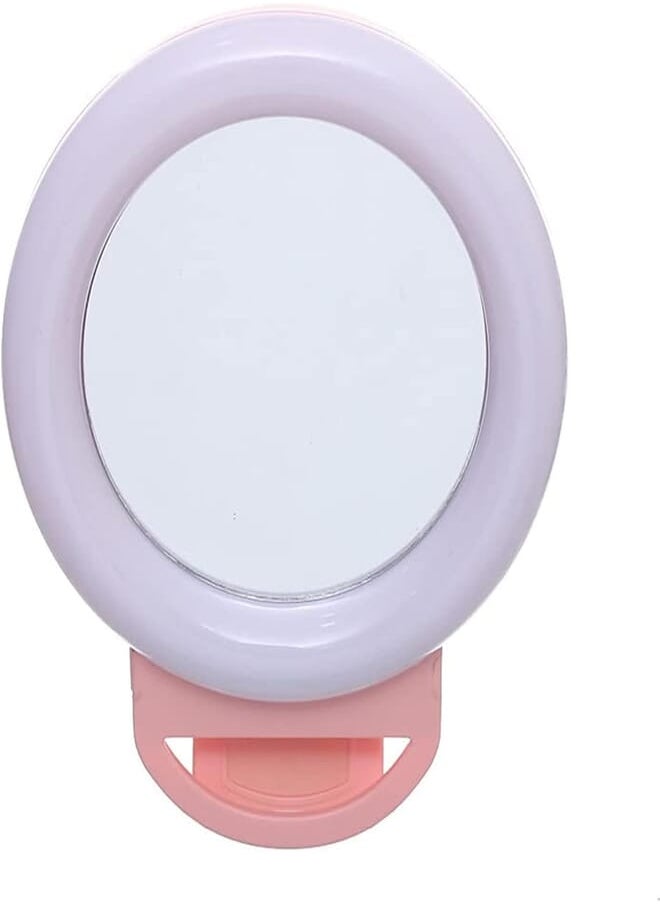 Generic A4 Selfie Ring Light Built In 36 Highlight Leds With Mirror And Suitable For All Cell Phone 12 Cm - Pink 