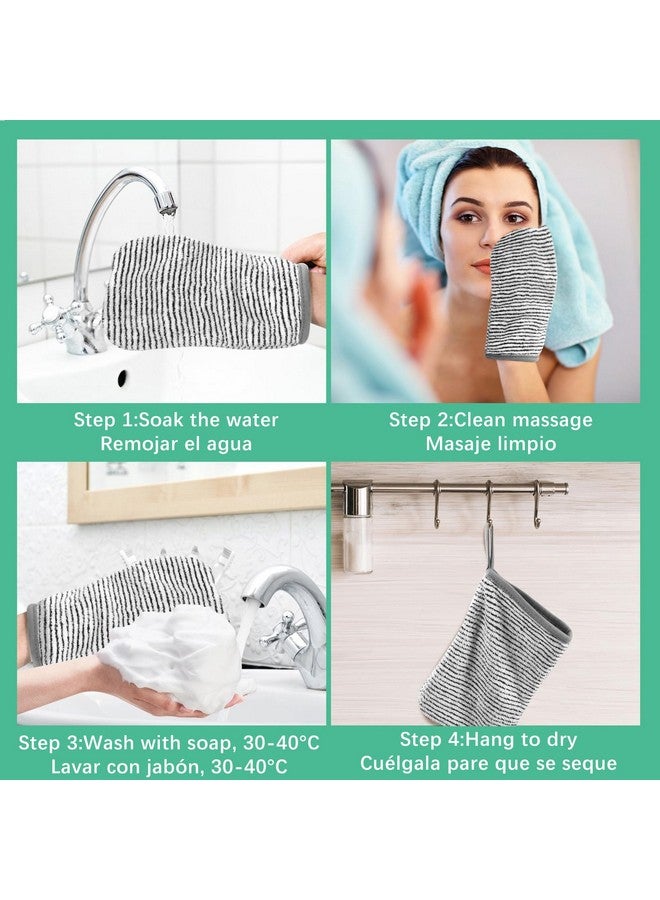 Phogary 8 Facial Body Washcloths, Soft Face Shower Coral Fleece Mitts Cleansing Bath Spa Terry Towels, Reusable Makeup Remover Mitt Gloves, European Style Towel Cloth Skin Care Towelettes  - Image 4