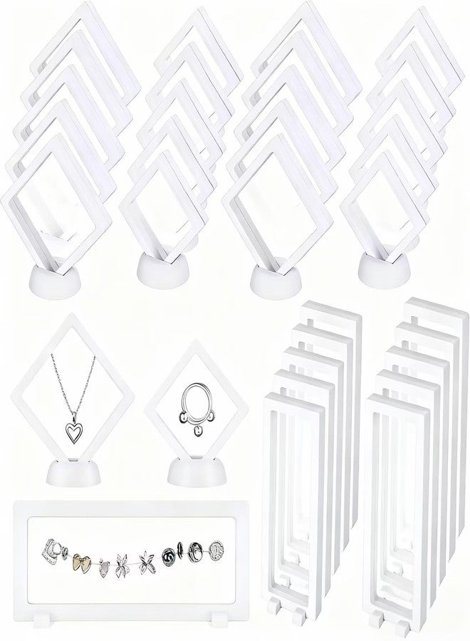 JIABEIUS 30 PCS Floating Display Case, Challenge Coin Display Stand, 3D Floating Frames Transparent PE Jewelry Storage Box for Medal, Medallion, Stamps (White) - Image 1