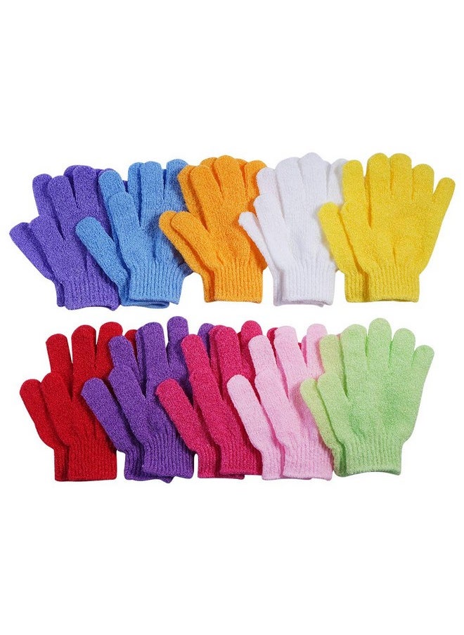CVNDKN 10 Pairs Exfoliating Gloves,Made of 100% Nylon,10 Colors Double Sided Exfoliating Gloves for Beauty Spa Massage Skin Shower Body Scrubber Bathing Accessories.  - Image 1