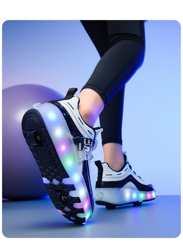 NIBEMINENT Kids Roller Skates Shoes 2 Wheels Roller Shoes Boys Girls Wheel Shoes Roller Sneakers Shoes for Beginner More Balanced  - Image 3