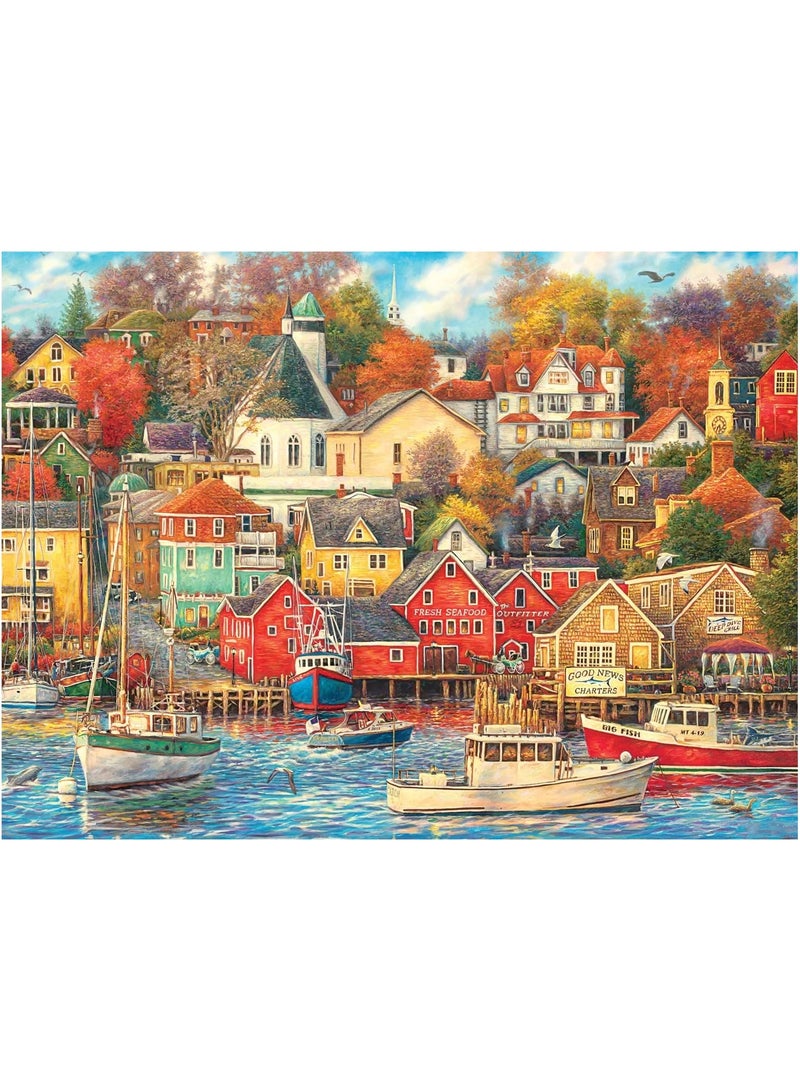 Anna 1000-Piece European Coastal Shipbuilding Scenery Puzzle - Image 1