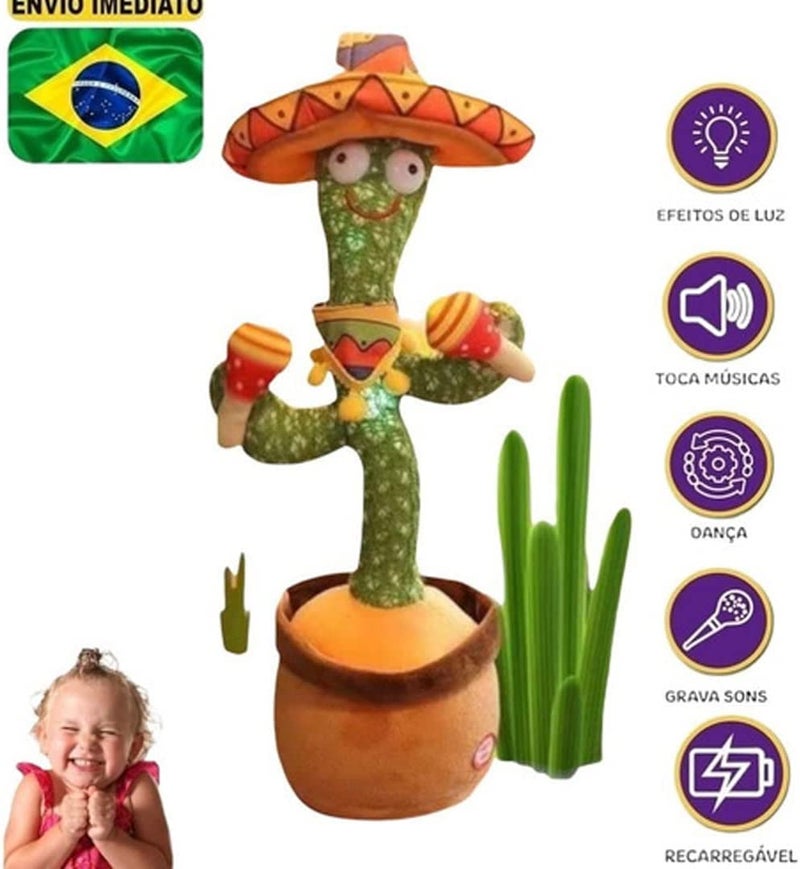 Dancing Cactus Toy,Talking Repeat Singing Sunny Cactus Toy 120 Pcs Songs for Baby 15S Record Your Sound Sing+Repeat+Dancing+Recording+LED - Image 4
