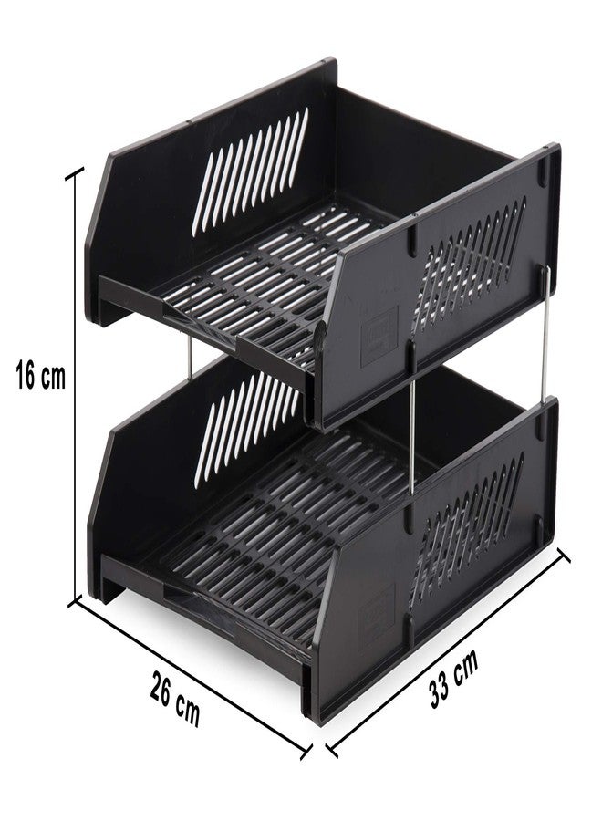 Chrome 9635 2-Tier Plastic Document Tray (Black) - Image 3