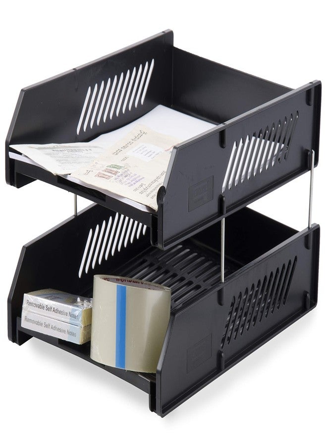 Chrome 9635 2-Tier Plastic Document Tray (Black) - Image 2