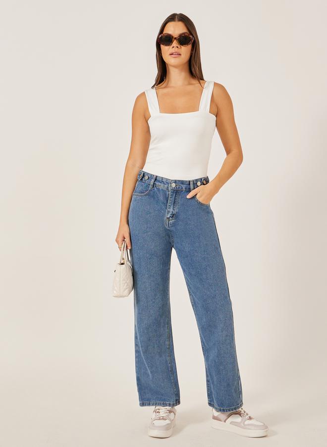 Styli Mid Rise Wide Leg Faded Jeans - Image 1