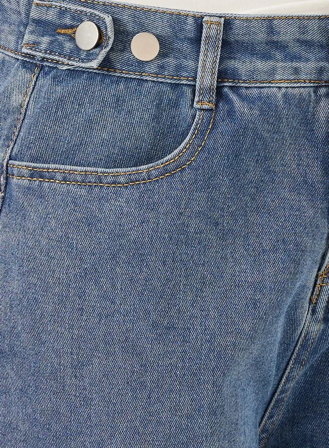 Styli Styli Mid Rise Wide Leg Faded Jeans