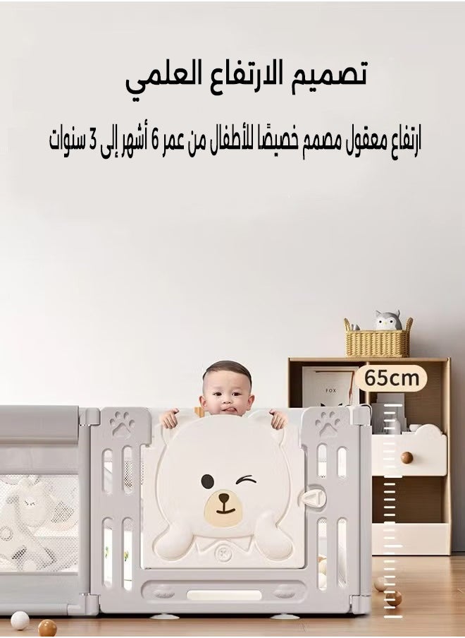 سياج لعب أطفال محمول مع باب وقاعدة غير قابلة للانزلاق – ساحة لعب آمنة للأطفال بمقاس 180x200 سم للاستخدام الداخلي والخارجي، سهل الإعداد وقابل للطي