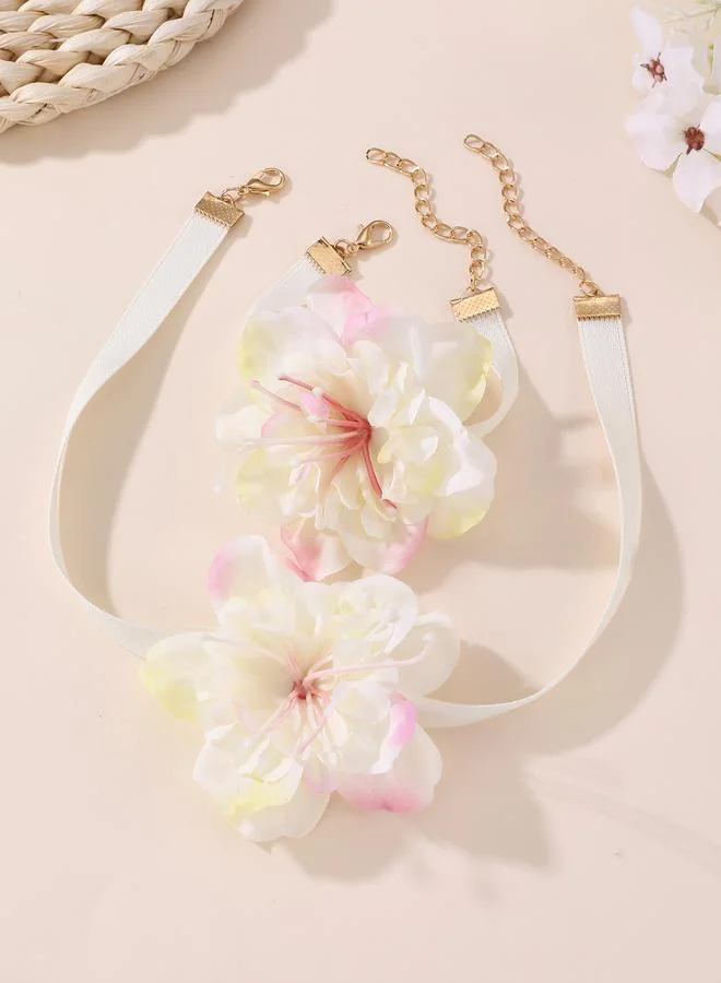 Take Two  Girls White Flower Charm Necklace and Bracelet Set for Women | Best Price UAE