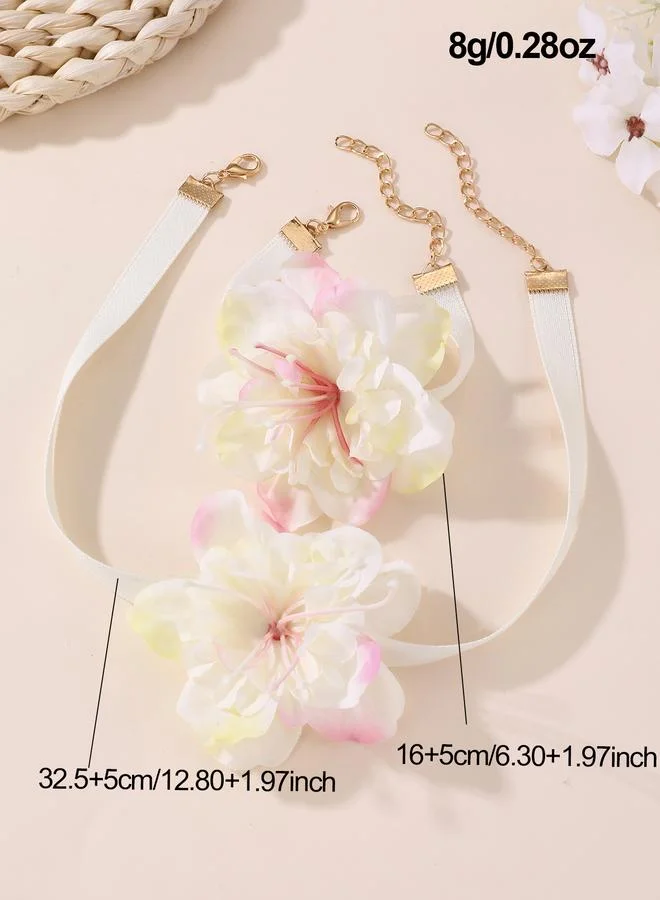 Take Two  Girls White Flower Charm Necklace and Bracelet Set for Women | Best Price UAE