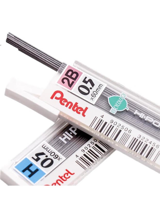 Pentel 0.5Mm Mechanical Pencil Lead, Break-Resistant, Smooth, Clear, Refillable, For Students' Exams, C205 2B/2 Tubes (80 Pieces In Total) - Image 1