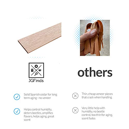 JGFinds Solid Spanish Cedar Planks, 10 Pack 12" x 3" x 1/4" for Cigar Tupperdor, Coolidor or DIY Humidor Wood; Kiln Dried and Sanded for Trays, Dividers, Box, or Closet; Not Veneer - Image 3
