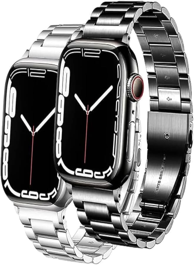 Next Next Store 2 Pack Stainless Steel Metal Watch Band for iWatch Bands for Men Women, Stainless Steel Metal Watch Band for iWatch Series 1/2/3/4/5/6/7/8/9/Ultra/Ultra2 42mm/44mm/45mm/49mm (4)